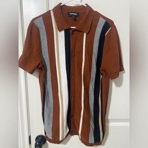 Express Men's Multicolor Striped Knit Polo